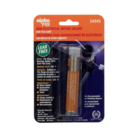 Alpha Metals Alpha Fry 0.9 oz Lead-Free Flux Core Solder 0.062 in. D Silver-Bearing Alloy 1 pc 54945